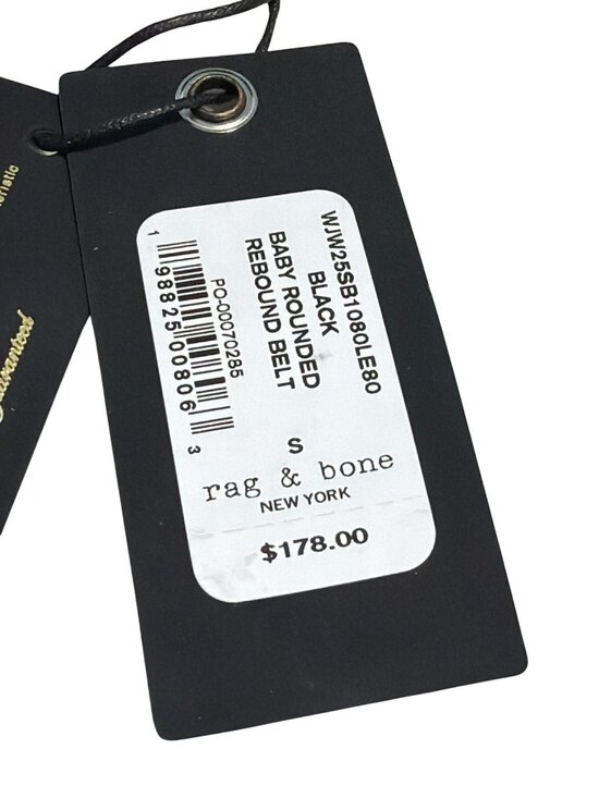 Rag & Bone $178 Womens Black Leather Belt With Silver Oval Buckle New